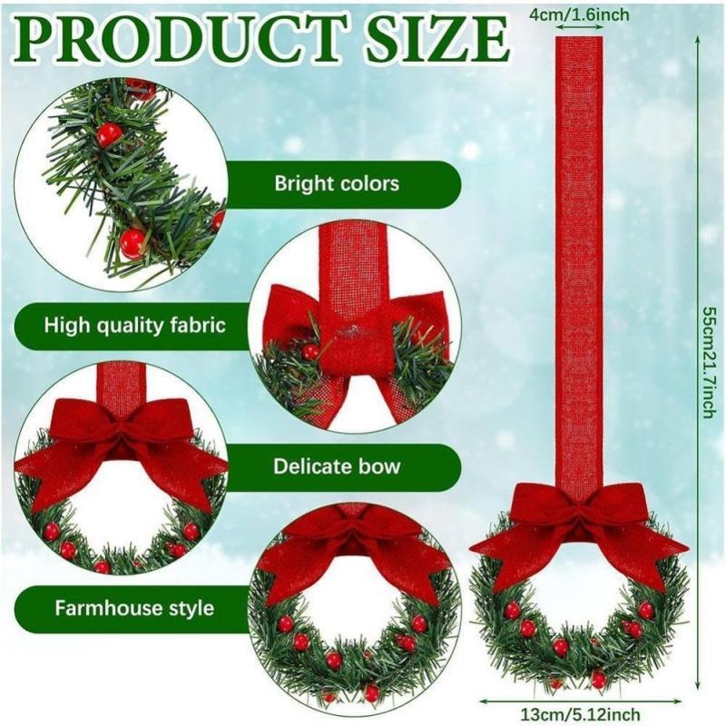 WinterGlow™ Mini Wreaths (4-Pack) – Bows & Berries Holiday Decor