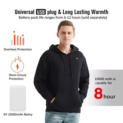 WinterGlow™ Navigator: Men's USB Heated Fleece Hoodie (Electric Heating Sweatshirt)