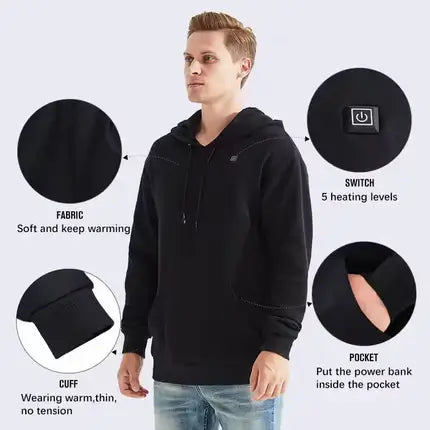 WinterGlow™ Navigator: Men's USB Heated Fleece Hoodie (Electric Heating Sweatshirt)